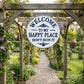⏰Vintage Round Metal Sign – “Welcome to My Happy Place Don’t Ruin It” Garden Wall Decor