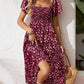 ✨Square Neck Floral Midi Dress – Smocked Bodice, Flowy Tiered Skirt, Romantic 🌸