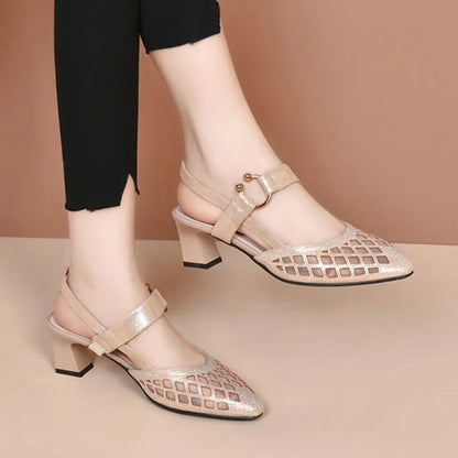 Pointed toe ankle strap rhinestone sandals
