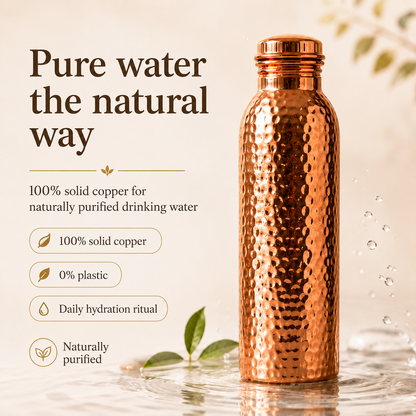 💧Premium Water Bottle Made of 100% Solid Copper – Plastic-Free and Inspired by Ayurveda