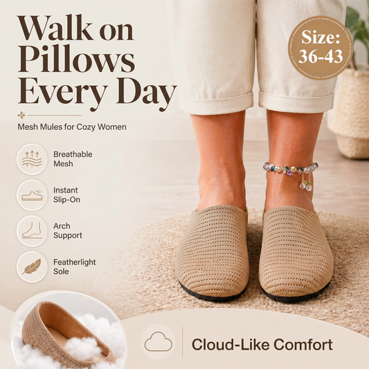 Breathable Knit Mules – Lightweight Slip-On & Cushioned Sole