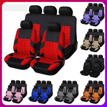 ⏰Car Seat Covers for 5 Seats Universal, Fabric Breathable Car Front & Rear Seat Protectors, Airbag Compatible, Full Protection, Fits Most Cars Trucks Vans SUVs, Red Gray Black Blue Seat Covers