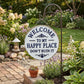 ⏰Vintage Round Metal Sign – “Welcome to My Happy Place Don’t Ruin It” Garden Wall Decor