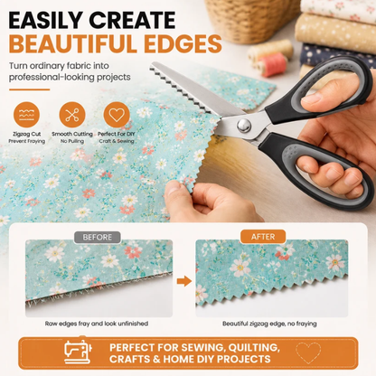 💞50K+ SOLD! ✂️🧵 50% OFF! Serrated Sewing Scissors – zigzag blades stop fabric fraying. Ultra-sharp stainless steel cuts clean to the tip – perfect for quilting, sewing & crafts!