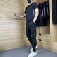 🎯👨‍🦱 Men's Casual Sports Two - Piece Set 🤸‍♂️ | Short Sleeve & Long Pants 👖