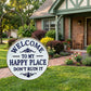 ⏰Vintage Round Metal Sign – “Welcome to My Happy Place Don’t Ruin It” Garden Wall Decor