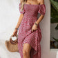✨Square Neck Floral Midi Dress – Smocked Bodice, Flowy Tiered Skirt, Romantic 🌸