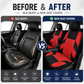 ⏰Car Seat Covers for 5 Seats Universal, Fabric Breathable Car Front & Rear Seat Protectors, Airbag Compatible, Full Protection, Fits Most Cars Trucks Vans SUVs, Red Gray Black Blue Seat Covers