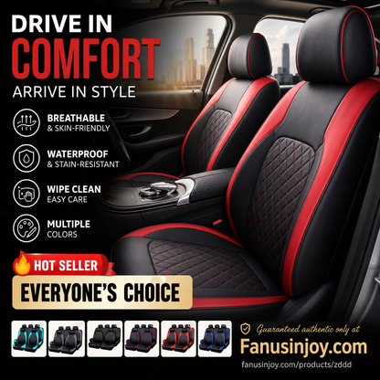 🔥Over 50,000 Sold 🚗 9-Piece Quilted Faux Leather Seat Covers – Car Interior Accessory ⏰