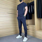 🎯👨‍🦱 Men's Casual Sports Two - Piece Set 🤸‍♂️ | Short Sleeve & Long Pants 👖
