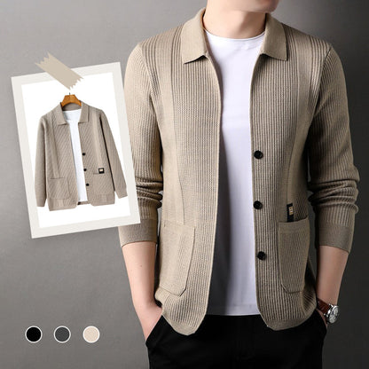 🔥2024 New products🔥Men's Lapel Knitted Long Sleeve Coat