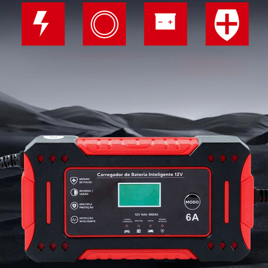 🔋 58% OFF! ⚡ SMART BATTERY CHARGER - Universal for Car & Motorcycle, Auto Voltage Detection, Overcharge Protection, LCD Display & Compact Design 🚗🏍️