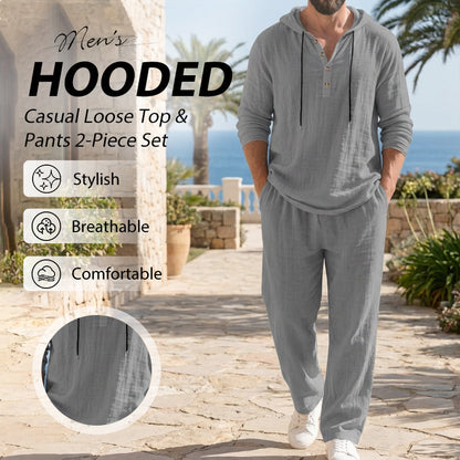 📢📢60% OFF !!!Men's Hooded Casual Loose Top & Pants 2-Piece Set