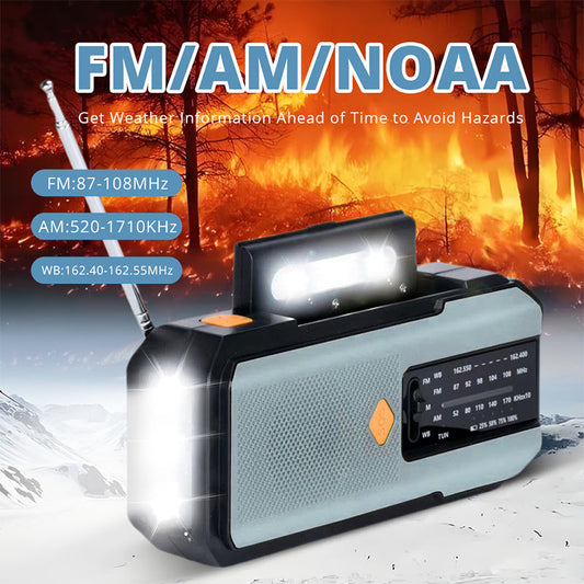 ⏰Solar Hand-Crank Emergency Weather Radio