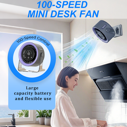 🏆New Desk Fan – USB Rechargeable with LED Display 📊 | 100 Speeds, 120° Tilt & Full Oscillation ↔️ | Ultra-Quiet for Bedroom 😴, Office 🖥️ & Camping 🏕️ | Up to 24H Battery ⚡ | UK Designed 💡🇬🇧