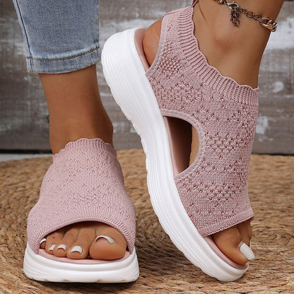 Women's Knit Platform Sandals – Breathable, Cloud-Soft & Light