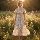 ✨Square Neck Floral Midi Dress – Smocked Bodice, Flowy Tiered Skirt, Romantic 🌸
