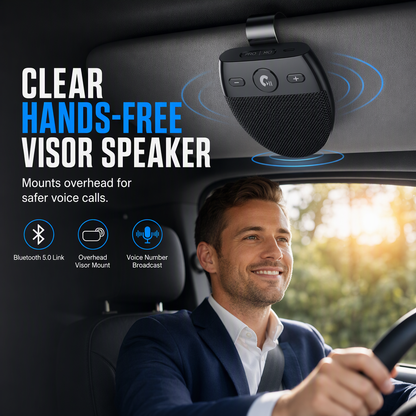 ⏳Limited-time 50% off⏰Car Sun Visor Bluetooth Hands Free Speakerphone with Vibration Activated Auto Power On A2DP Support and Caller ID Voice Prompt🛜📱
